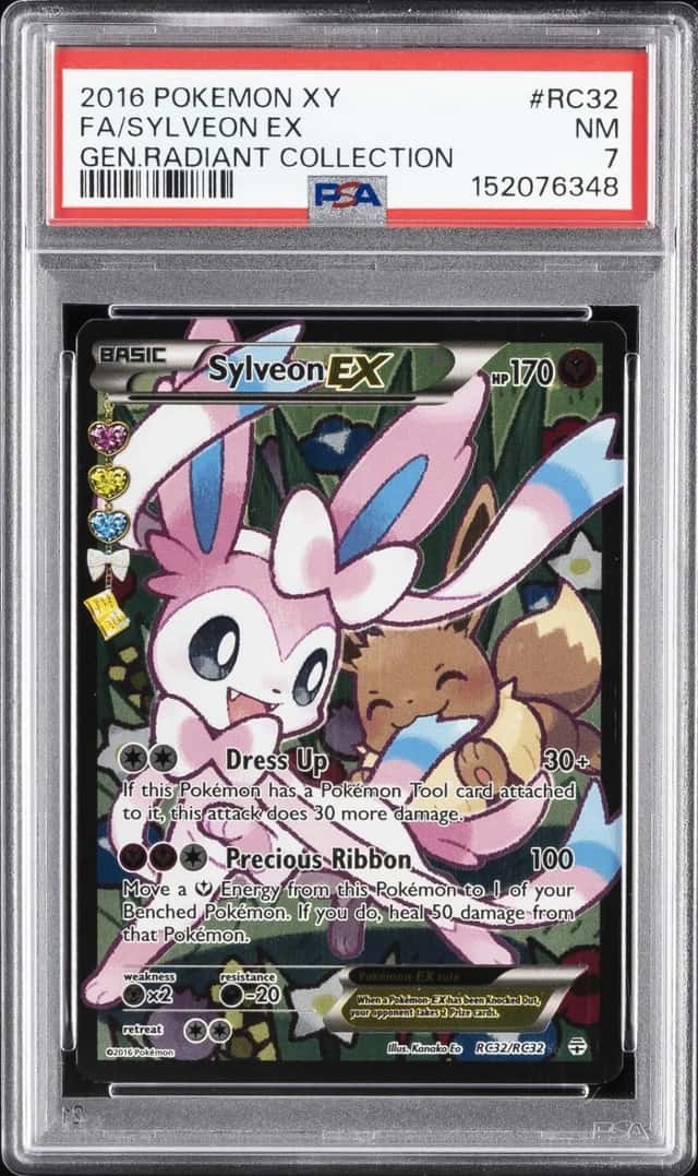 2016 POKEMON XY GENERATIONS RADIANT COLLECTION #RC32 FULL ART/SYLVEON EX PSA 7