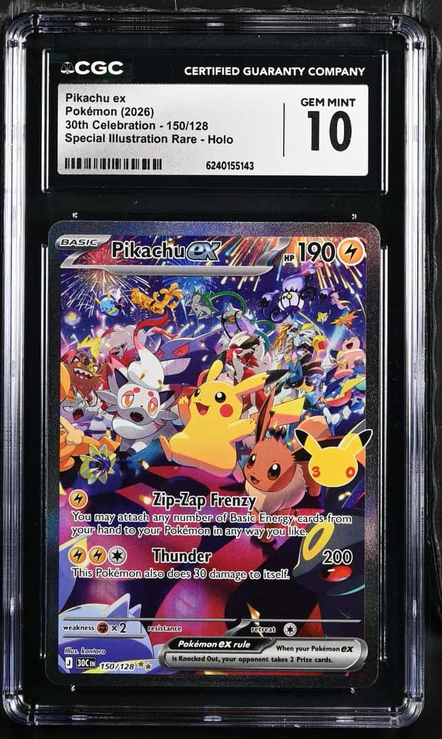 2026 Pokemon 30th Celeb Pikachu ex Special Illustration Rare #150/128 CGC 10
