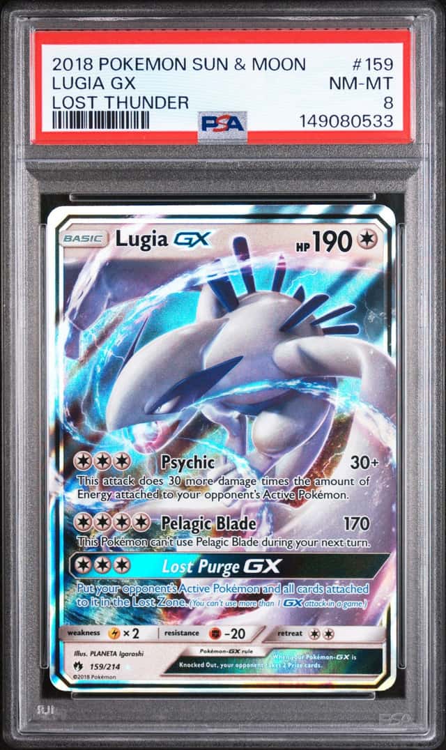 The Pokémon Company 2018 Lugia GX 159/214 SM Lost Thunder Holo PSA 8