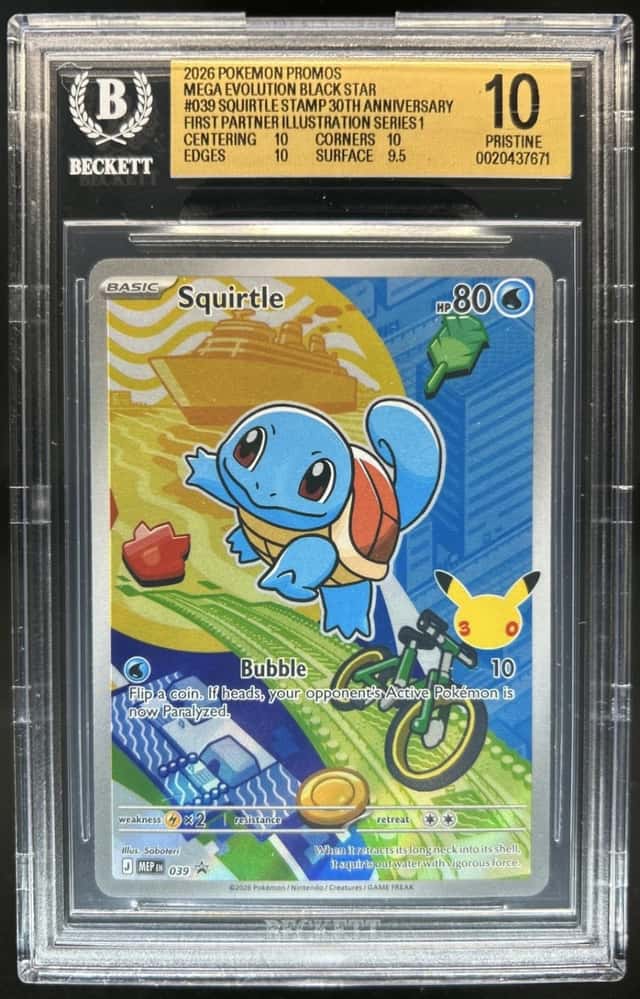 2026 Pokemon MEP Promo Squirtle First Partner Illustration #039 BGS 10 PRISTINE