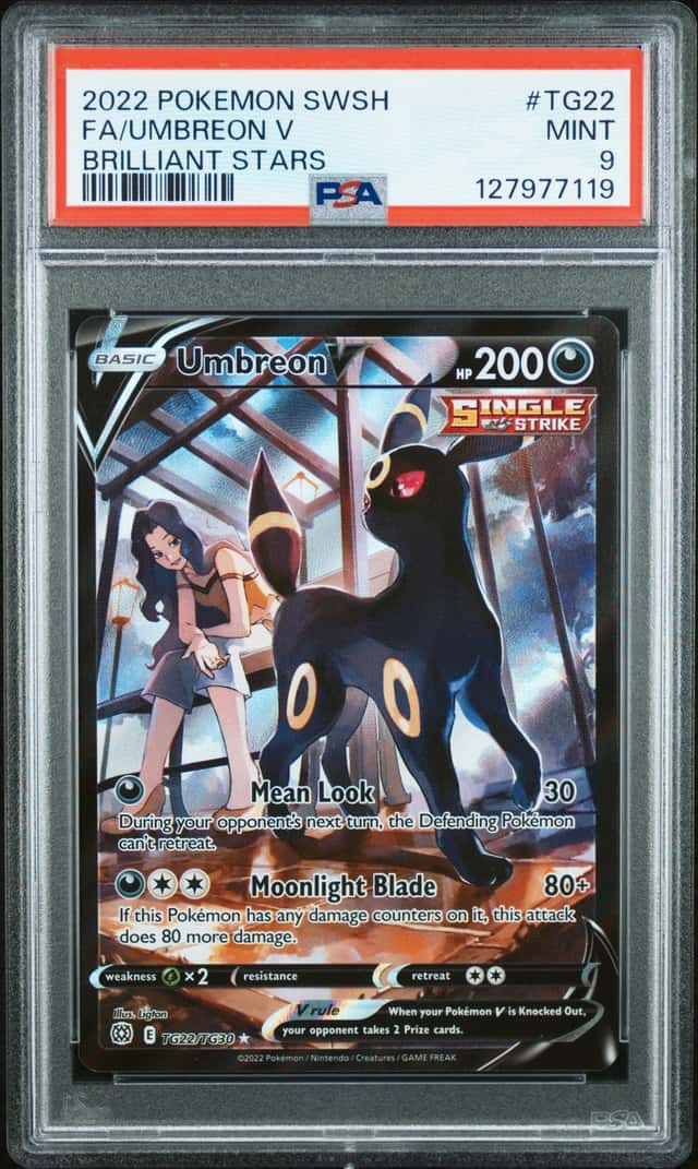 PSA 9 Umbreon V Full Art TG22/TG30 Brilliant Stars Trainer Gallery Pokemon 2022