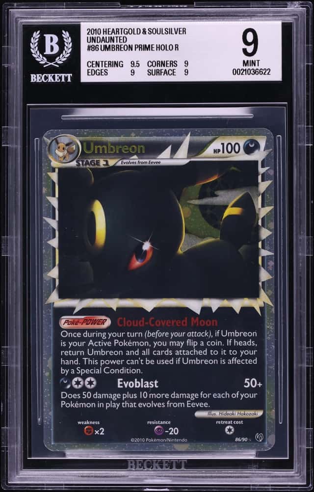 2010 Pokemon HeartGold & SoulSilver Undaunted Holo Prime Umbreon #86 BGS 9 MINT