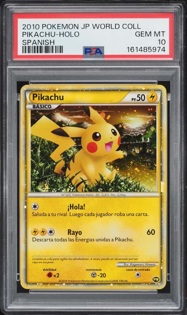 2010 Pokemon Spanish HeartGold & SoulSilver Japanese World Collection Holo Pikachu PSA 10 GEM