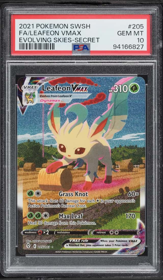 2021 Pokemon Sword & Shield Evolving Skies Alt Art Leafeon VMAX #205 PSA 10 GEM MINT