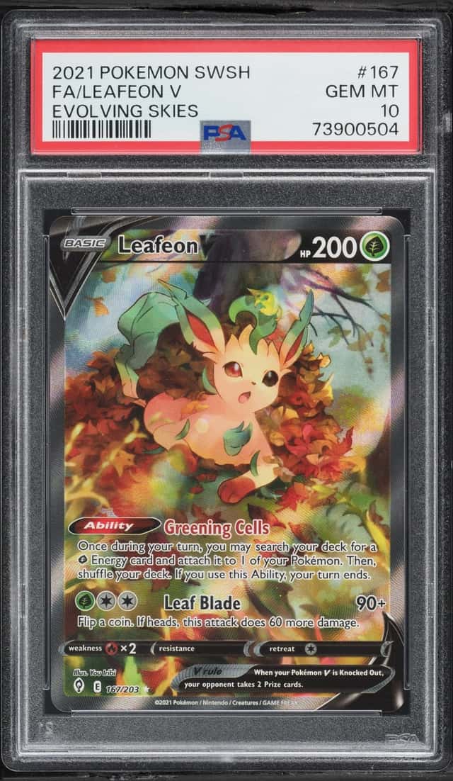 2021 Pokemon Sword & Shield Evolving Skies Alt Art Leafeon V #167 PSA 10 GEM MINT