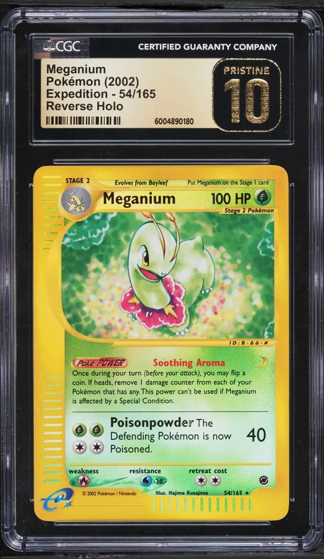 2002 Pokemon Expedition Reverse Holo Meganium #54 CGC 10 PRISTINE