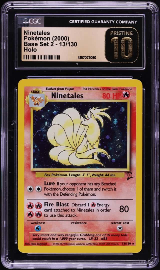 2000 Pokemon Base Set 2 Holo Ninetales #13 CGC 10 PRISTINE