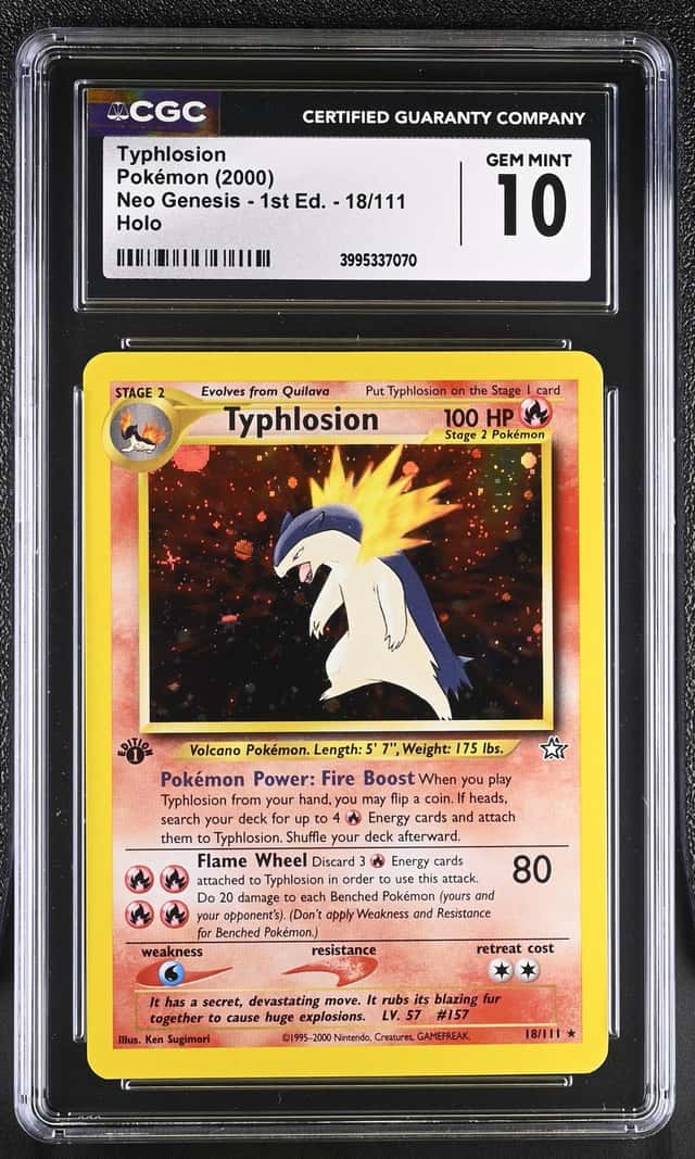 2000 Pokemon Neo Genesis 1st Edition Holo Typhlosion #18 CGC 10 GEM MINT