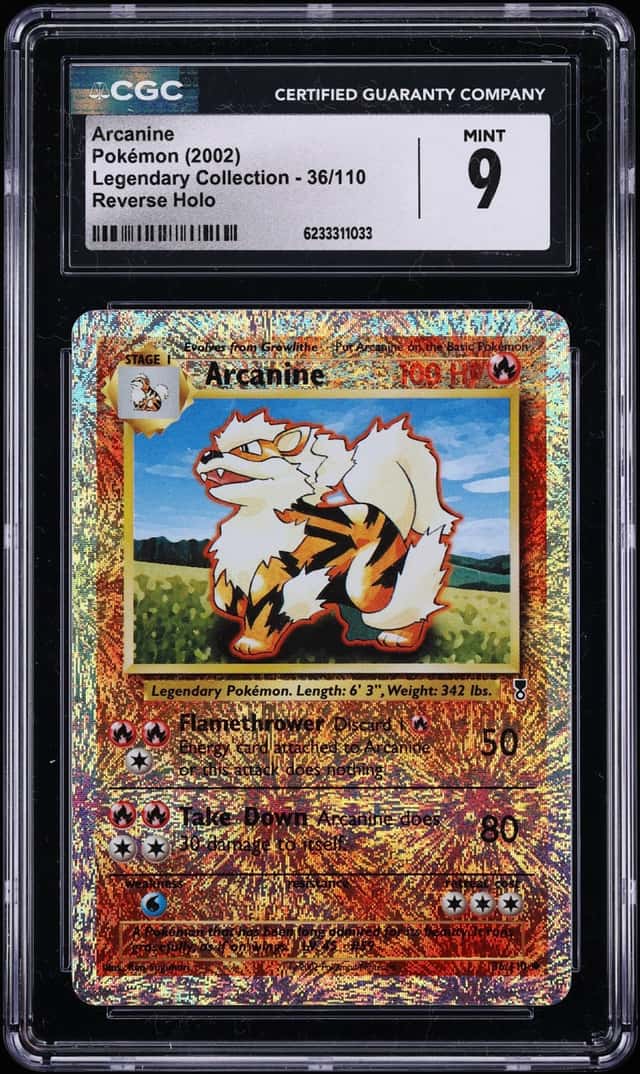 2002 Pokemon Legendary Collection Reverse Holo Arcanine #36 CGC 9 MINT