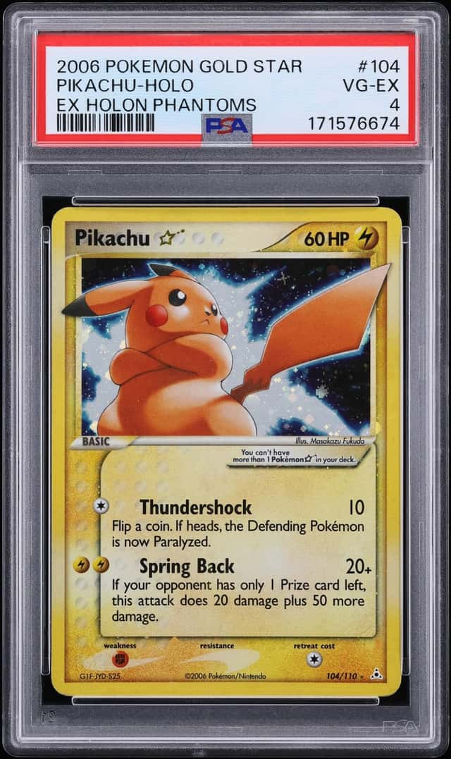 2006 Pokemon EX Holon Phantoms Holo Pikachu Gold Star #104 PSA 4 VGEX
