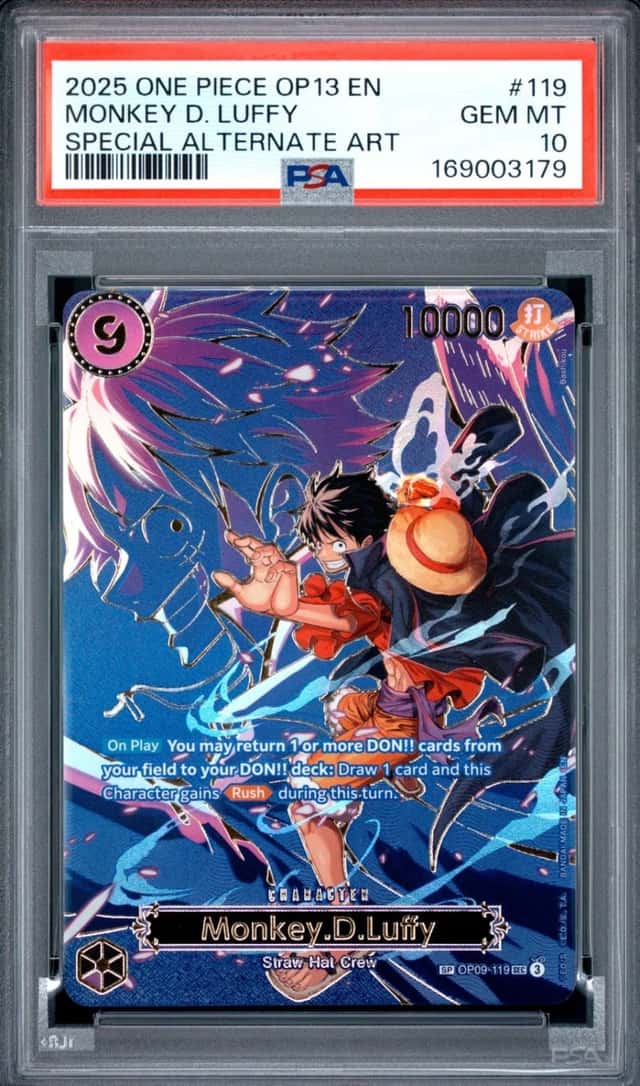 2025 ONE PIECE CARRYING ON HIS WILL SPECIAL ALT ART #119 MONKEY D. LUFFY PSA 10