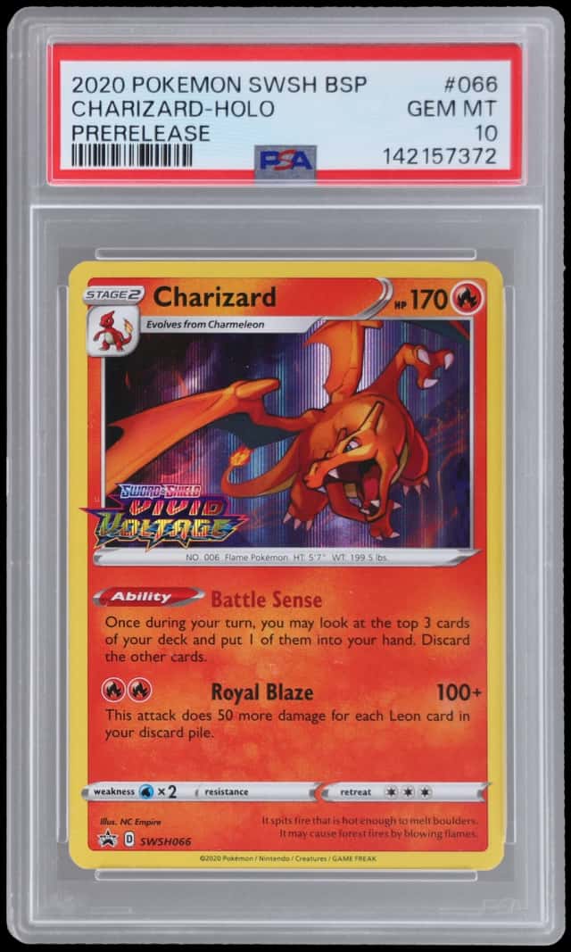2020 Pokemon Sword and Shield Black Star Promo Vivid Voltage Prerelease Holo Charizard #066