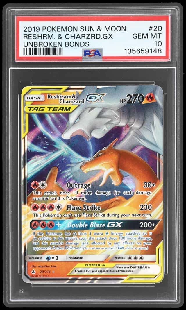 2019 Pokemon Sun and Moon Unbroken Bonds Charizard/Reshiram Gx #20
