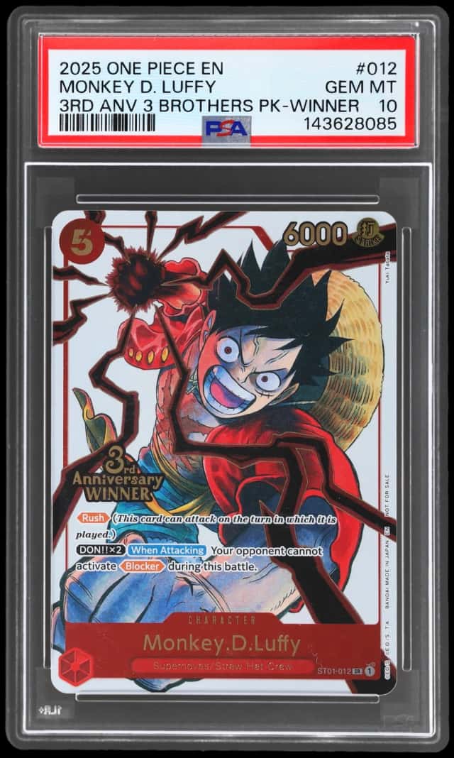 2025 One Piece Promo 3rd Anniversary 3 Brothers Pack Winner Monkey D. Luffy #ST01-012