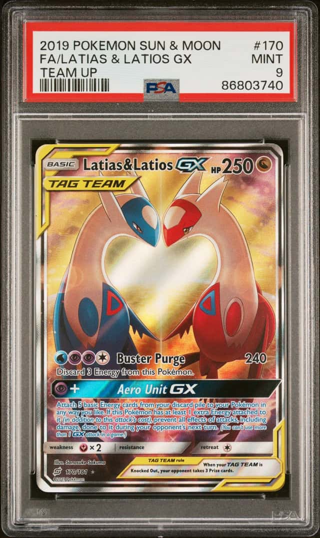 2019 Pokemon Sun & Moon Team Up Latias Latios #170/181 PSA 9