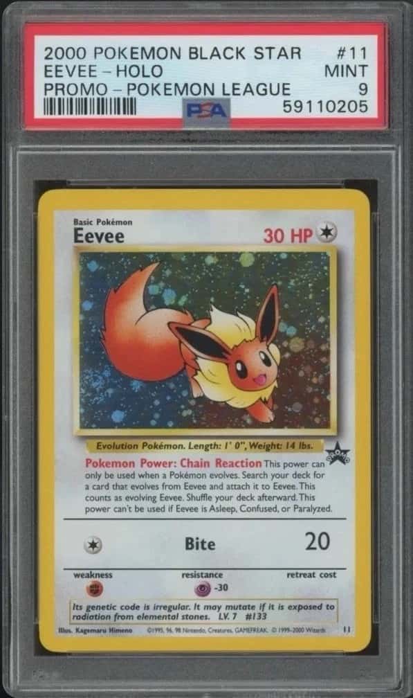 EEVEE HOLO 2000 POKEMON BLACK STAR PROMO POKEMON LEAGUE #11 PSA 9 MINT