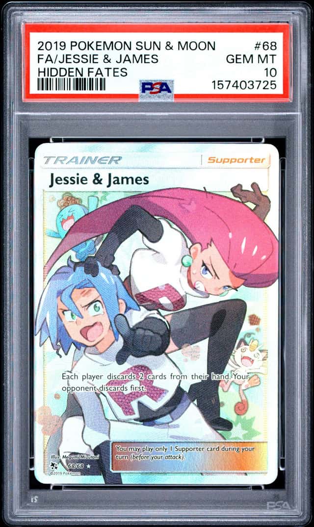 2019 POKEMON SUN & MOON HIDDEN FATES #68 FULL ART/JESSIE & JAMES PSA 10 GEM MINT