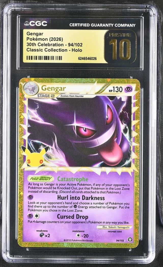 CGC 10 Pristine Gengar Prime 94/102 Pokemon Celebration 30th Anniversary Classic