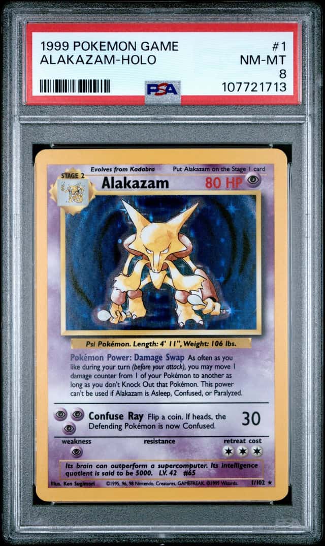 Alakazam PSA 8 1999 Pokemon Unlimited #1/102 Rare Holo 1713