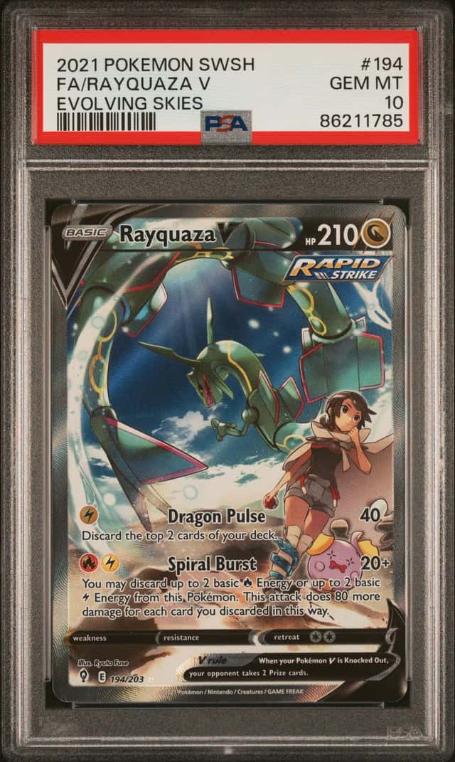 Pokemon Rayquaza V Evolving Skies Full Alt Art 194/203 PSA 10 Gem Mint