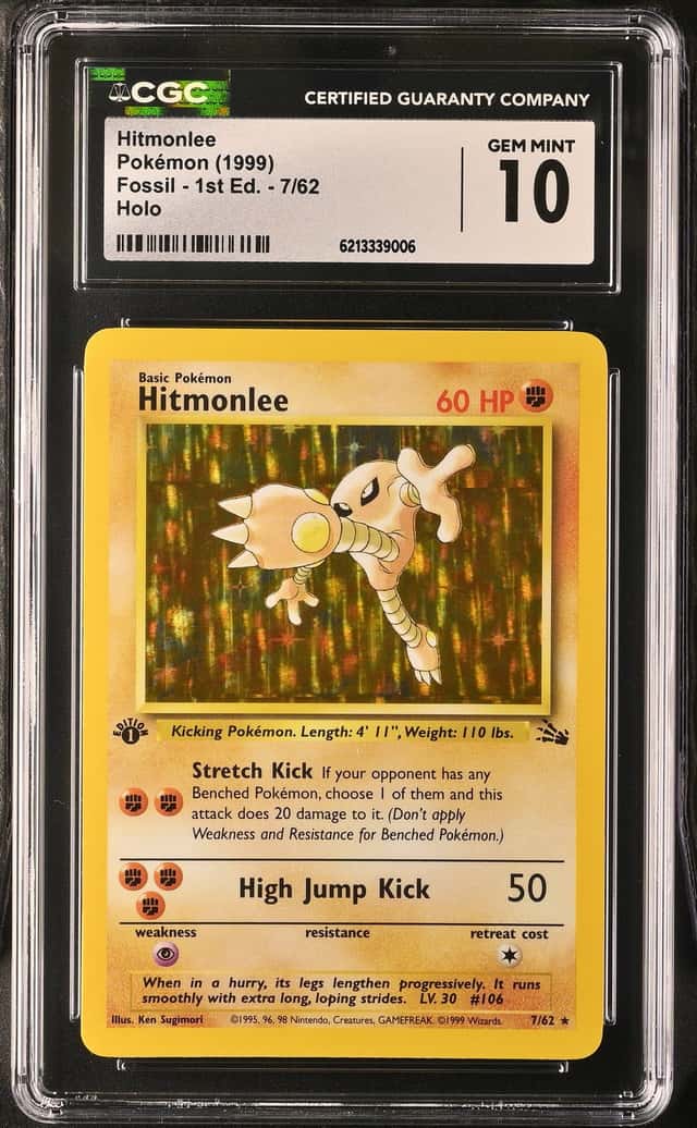 Pokemon Hitmonlee Fossil 1st Edition 7/62 Holo CGC 10 Gem Mint