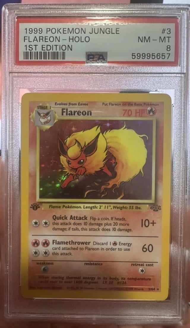 POKEMON FLAREON-HOLO 1999 JUNGLE #3 1ST EDITION PSA 8