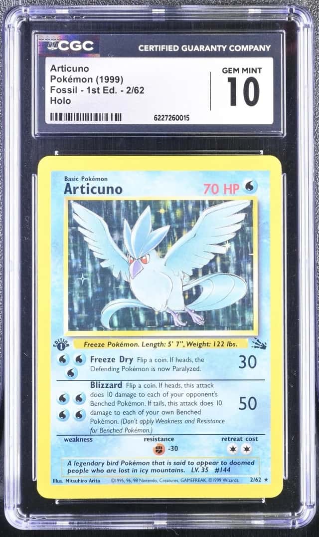 Pokemon Articuno Fossil 1st Edition 2/62 Holo CGC 10 Gem Mint