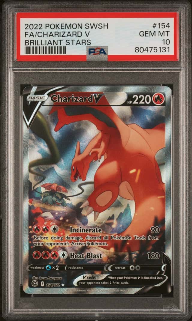 PSA 10, 2022 Pokemon SWSH09: Brilliant Stars Charizard V #154/172 Ultra Rare