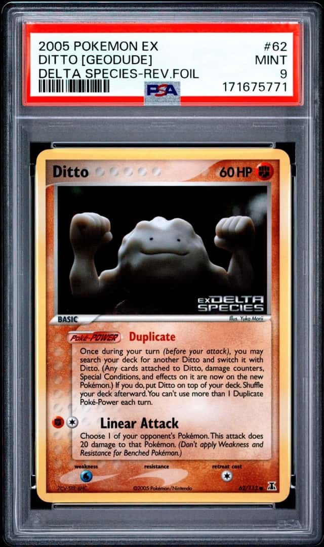 Pokemon Ditto Geodude Reverse Holo EX Delta Species 62/113 PSA 9 Mint