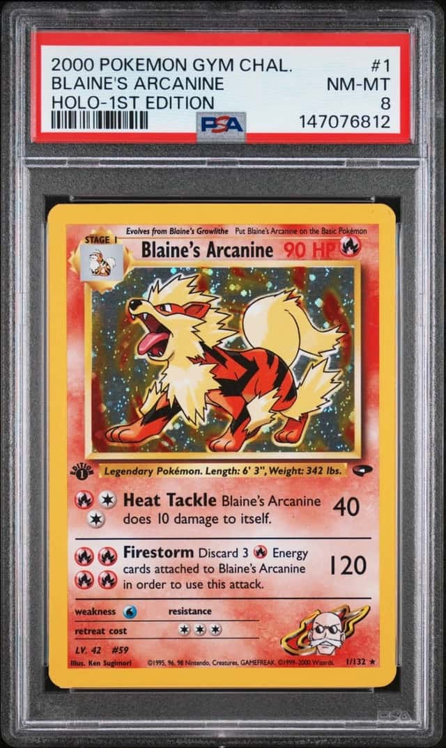 Pokemon Blaine's Arcanine Gym Challenge 1/132 Holo 1st Edition PSA 8