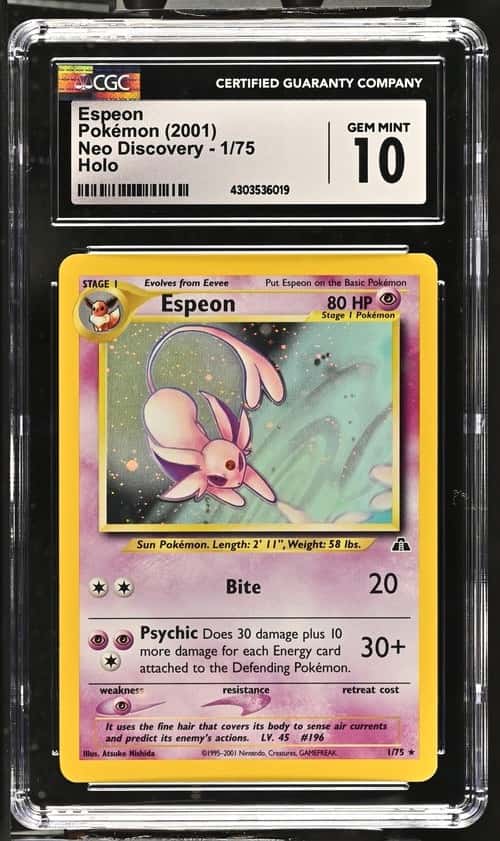 Pokemon Espeon Neo Discovery Unlimited 1/75 Holo CGC 10 Gem Mint