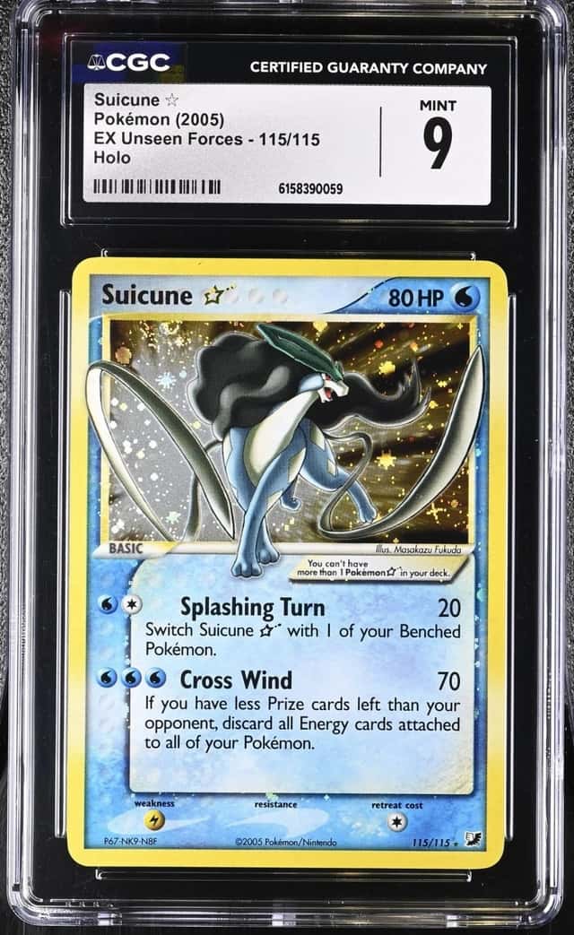 Pokemon Suicune Gold Star EX Unseen Forces 115/115 Holo CGC 9 Mint