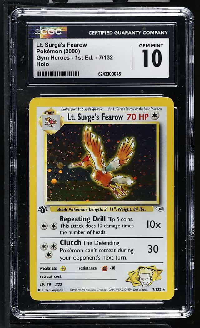 Pokemon Lt. Surge's Fearow Gym Heroes 1st Edition 7/132 Holo CGC 10 Gem Mint