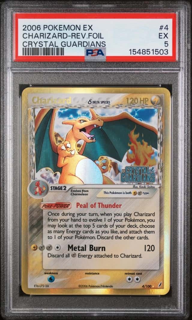Pokemon Charizard Reverse Holo Crystal Guardians 4/100 PSA 5