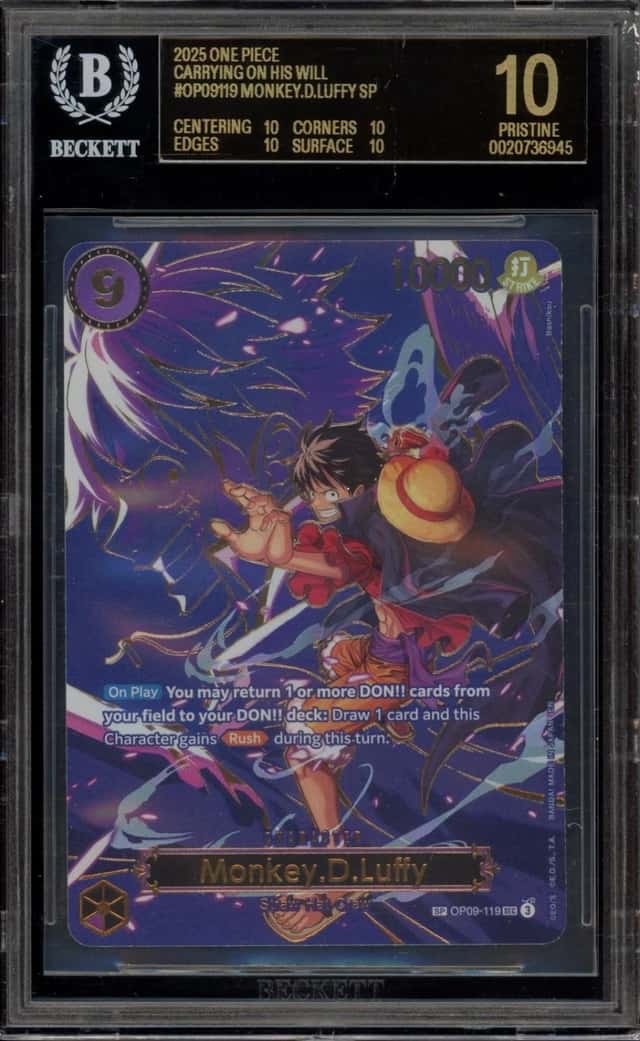 One Piece Monkey D. Luffy Sp Carrying On His Will OP09-119 BGS 10 BLACK LABEL