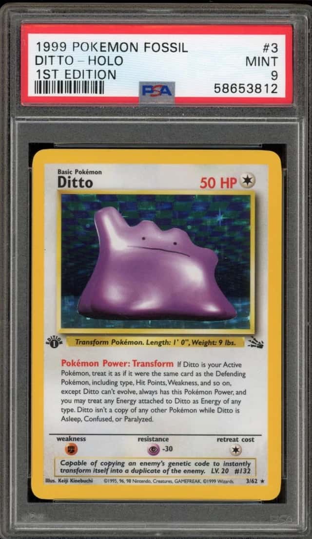 Pokemon Ditto Holo Fossil 3/62 1st Edition PSA 9 Mint