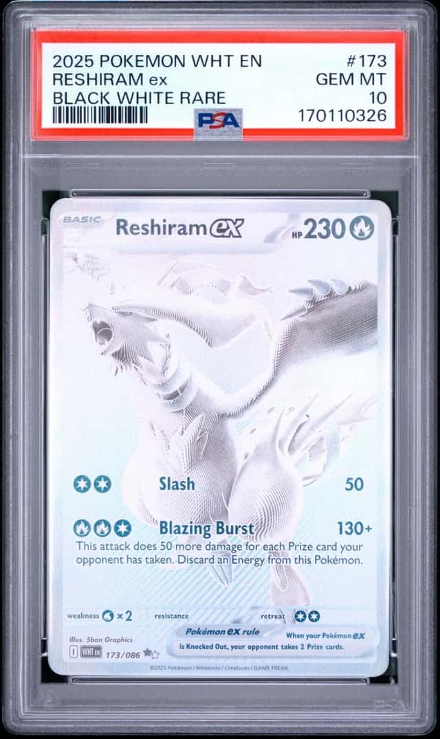 Pokemon Reshiram EX White Flare 173/086 Black White Rare PSA 10 Gem Mint