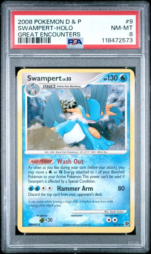 PSA 8 Swampert 9/106 Holo Great Encounters 2008 POKEMON Diamond And Pearl