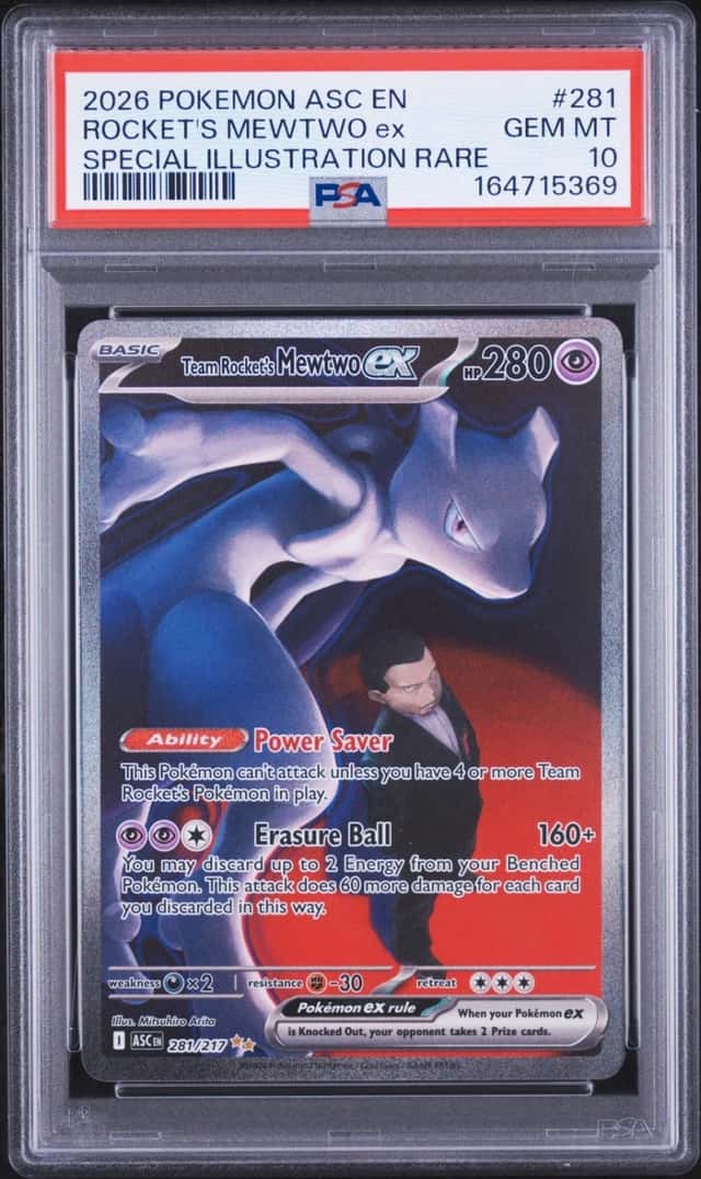 Pokemon Team Rocket's Mewtwo EX Ascended Heroes 281 SIR PSA 10 Gem Mint