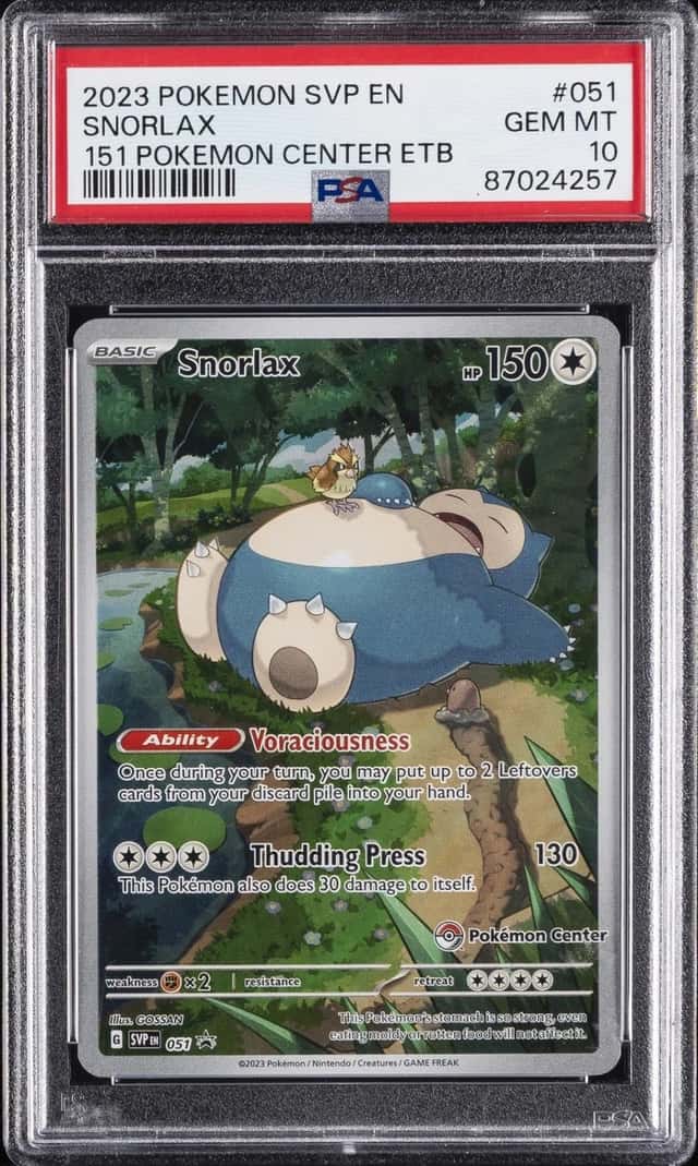 Pokemon Snorlax Sv Black Star Promo 051 151 Pokemon Center ETB PSA 10 Gem Mint