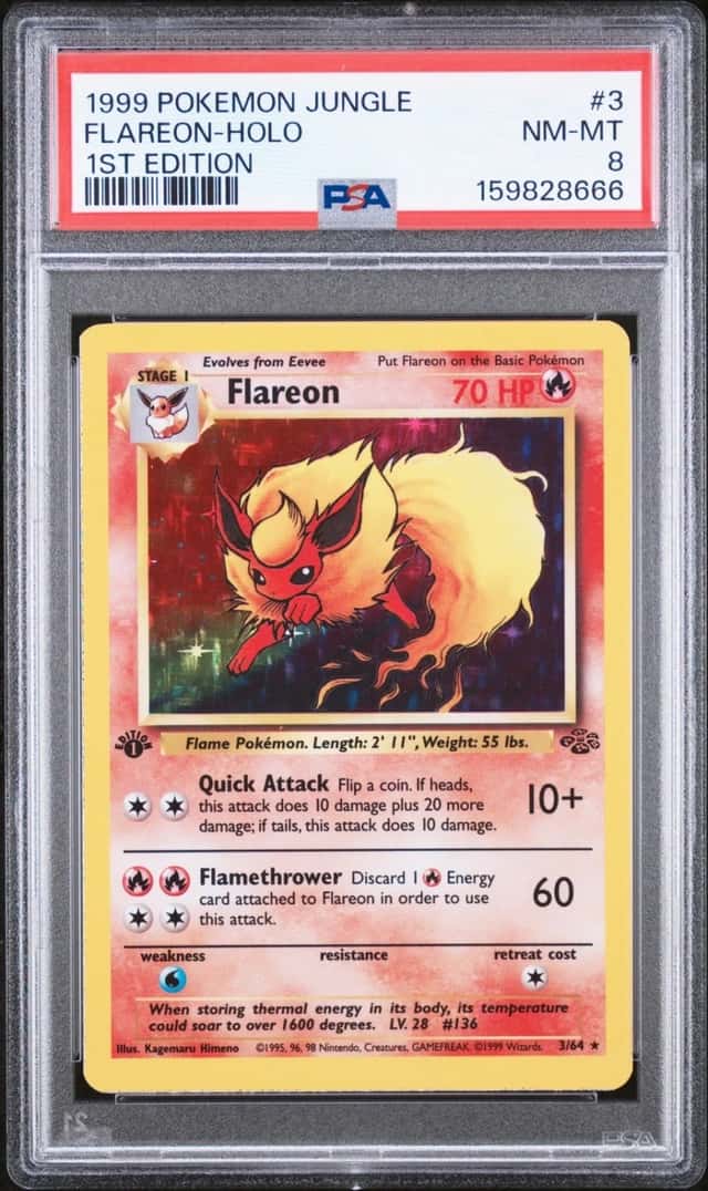 Pokemon Flareon Holo Jungle 3/64 1st Edition PSA 8