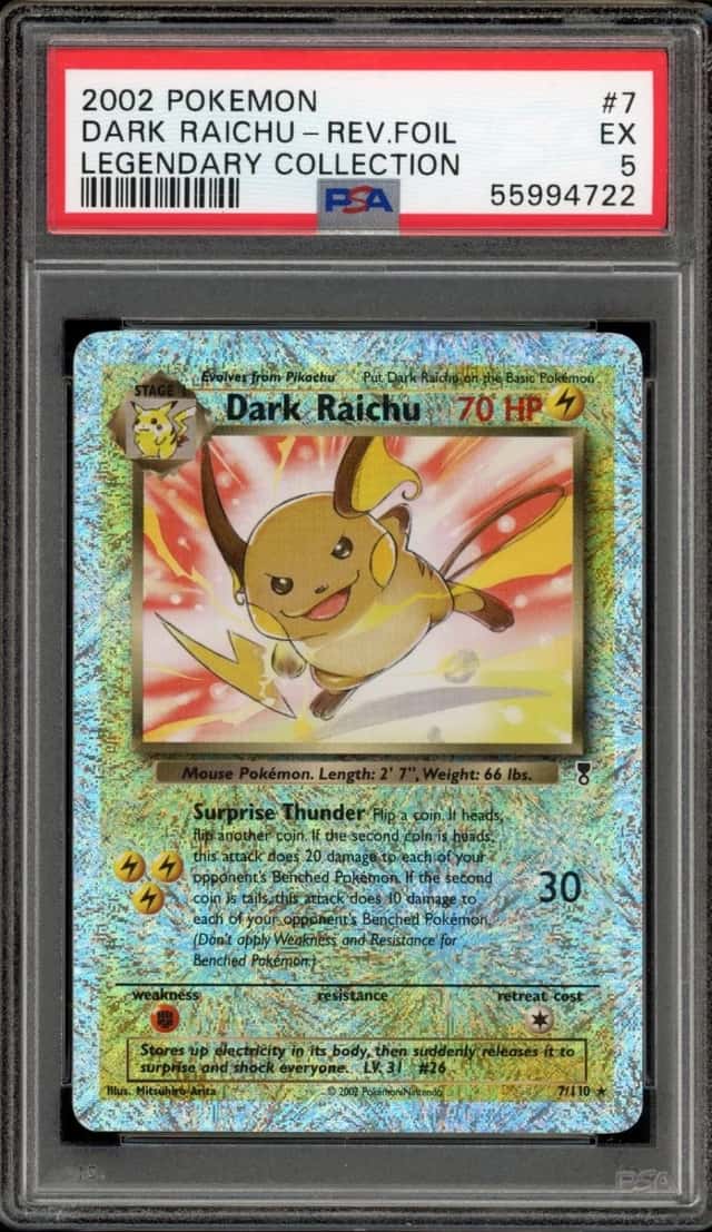 Pokemon Dark Raichu Reverse Holo Legendary Coll. 7 PSA 5