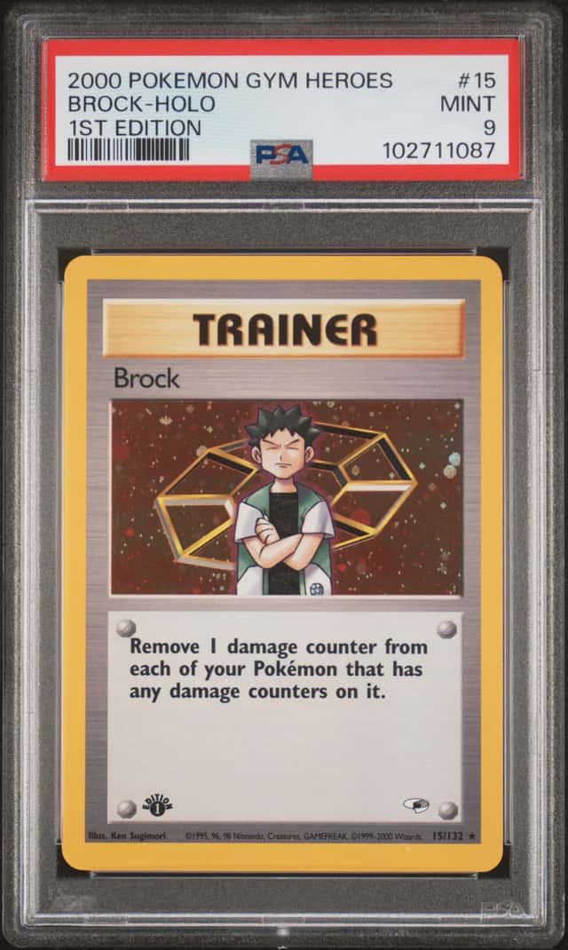 Pokemon Brock Holo Gym Heroes 15/132 1st Edition PSA 9 Mint