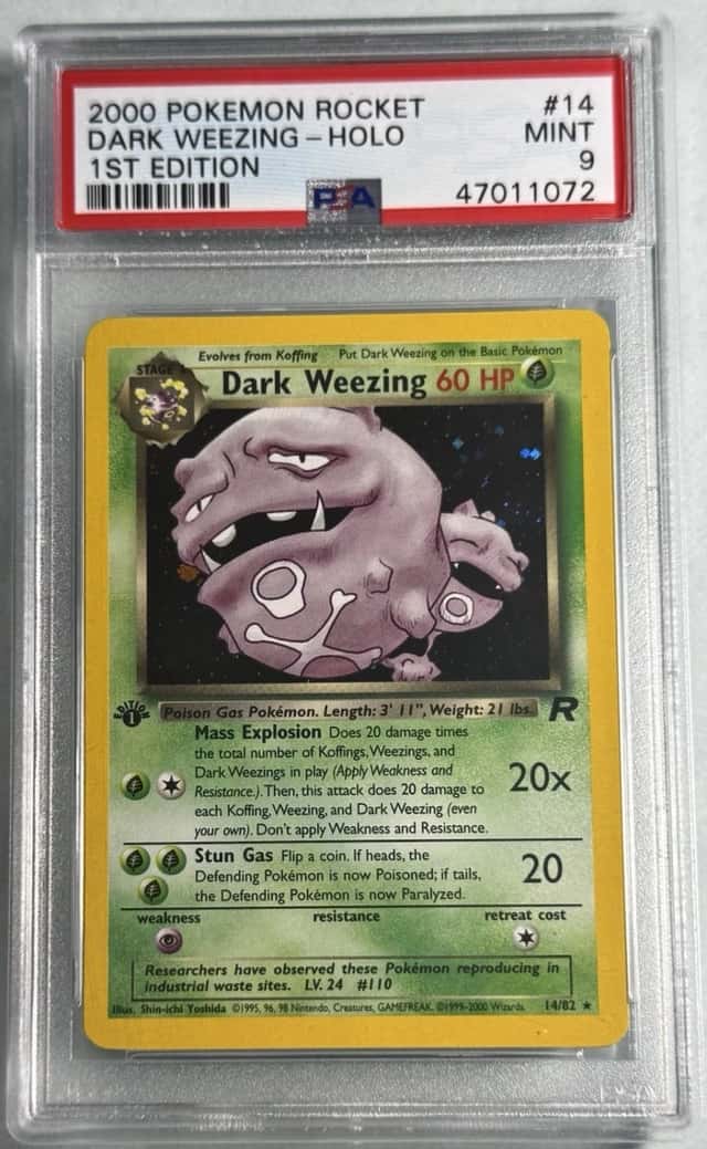 Pokemon Dark Weezing 1st Edition Holo Team Rocket 14/82 PSA 9 Mint