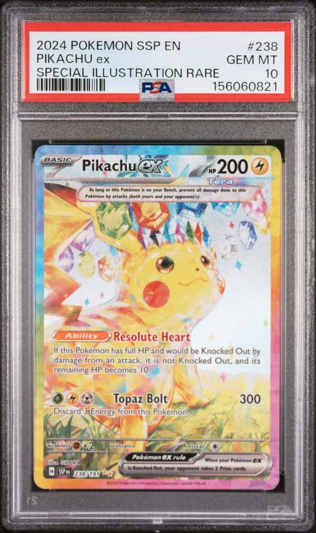 PIKACHU EX 2024 POKEMON SURGING SPARKS 238/191 SIR PSA 10 Q4374