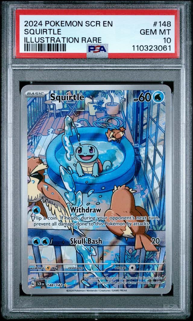 SQUIRTLE 2024 POKEMON STELLAR CROWN 148/142 ILLUSTRATION RARE PSA 10 Q4374