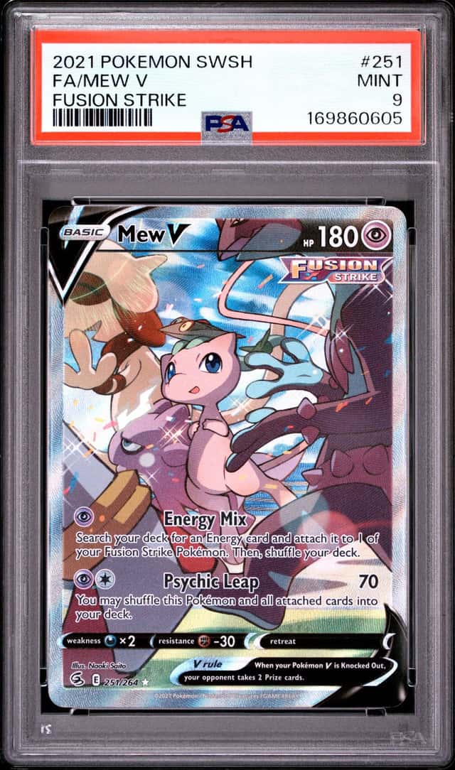 Pokemon TCG Mew V Full Art Holo Swsh08 Fusion Strike EN 2021 251/264 PSA 9
