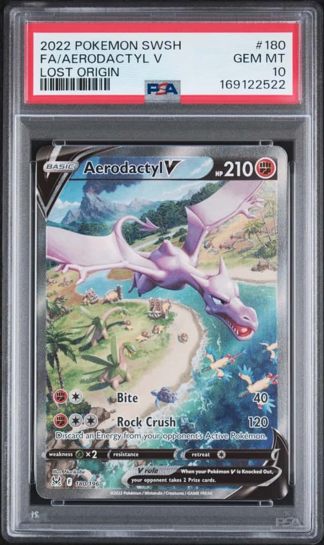 2022 POKEMON SWORD & SHIELD LOST ORIGIN #180 FULL ART/AERODACTYL V PSA 10