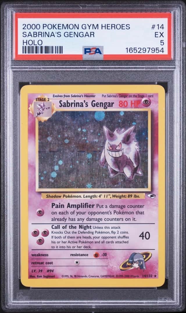 2000 POKEMON GYM HEROES HOLO #14 SABRINA'S GENGAR PSA 5