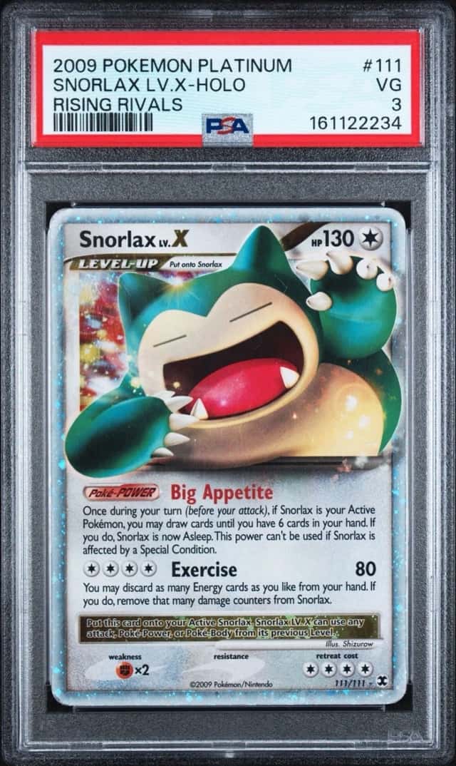2009 Pokemon Rising Rivals Snorlax LV.X Holo 111/111 PSA 3 VG Graded